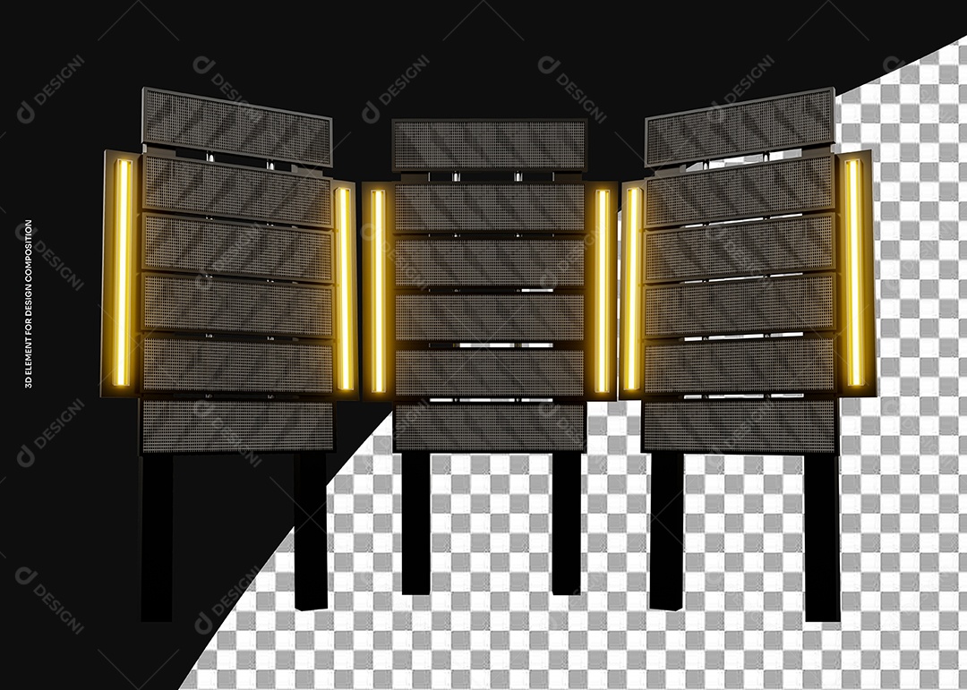 Elemento 3D Estrutura de Metal Para Composição PSD