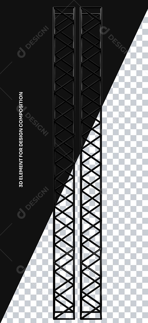 Elemento 3D Estrutura de Metal Para Composição PSD