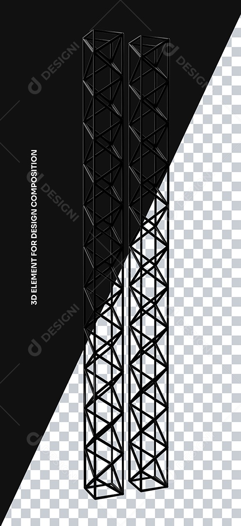Elemento 3D Estrutura de Metal Para Composição PSD