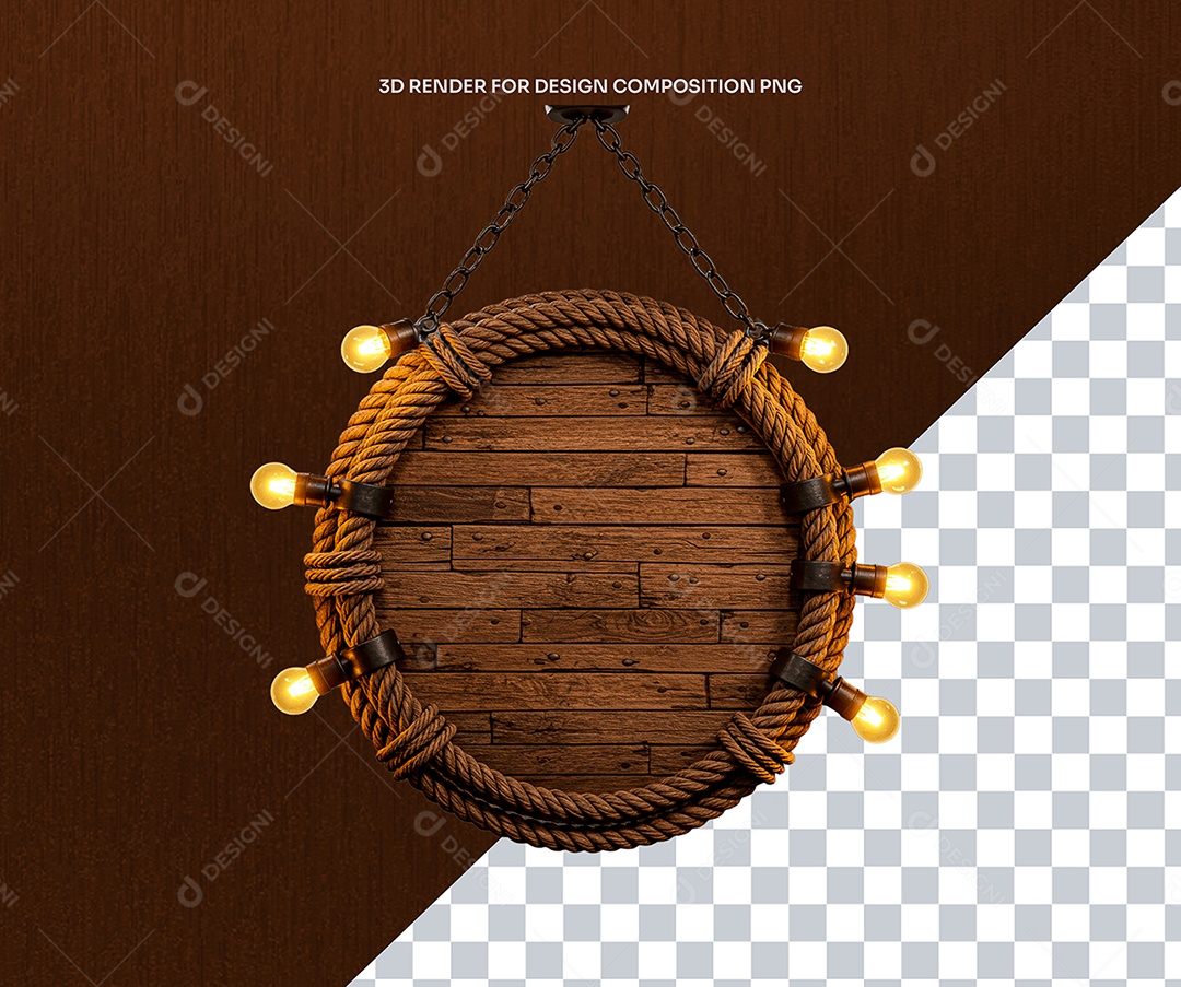 Elemento 3D Moldura De Madeira Circular Para Composição PSD