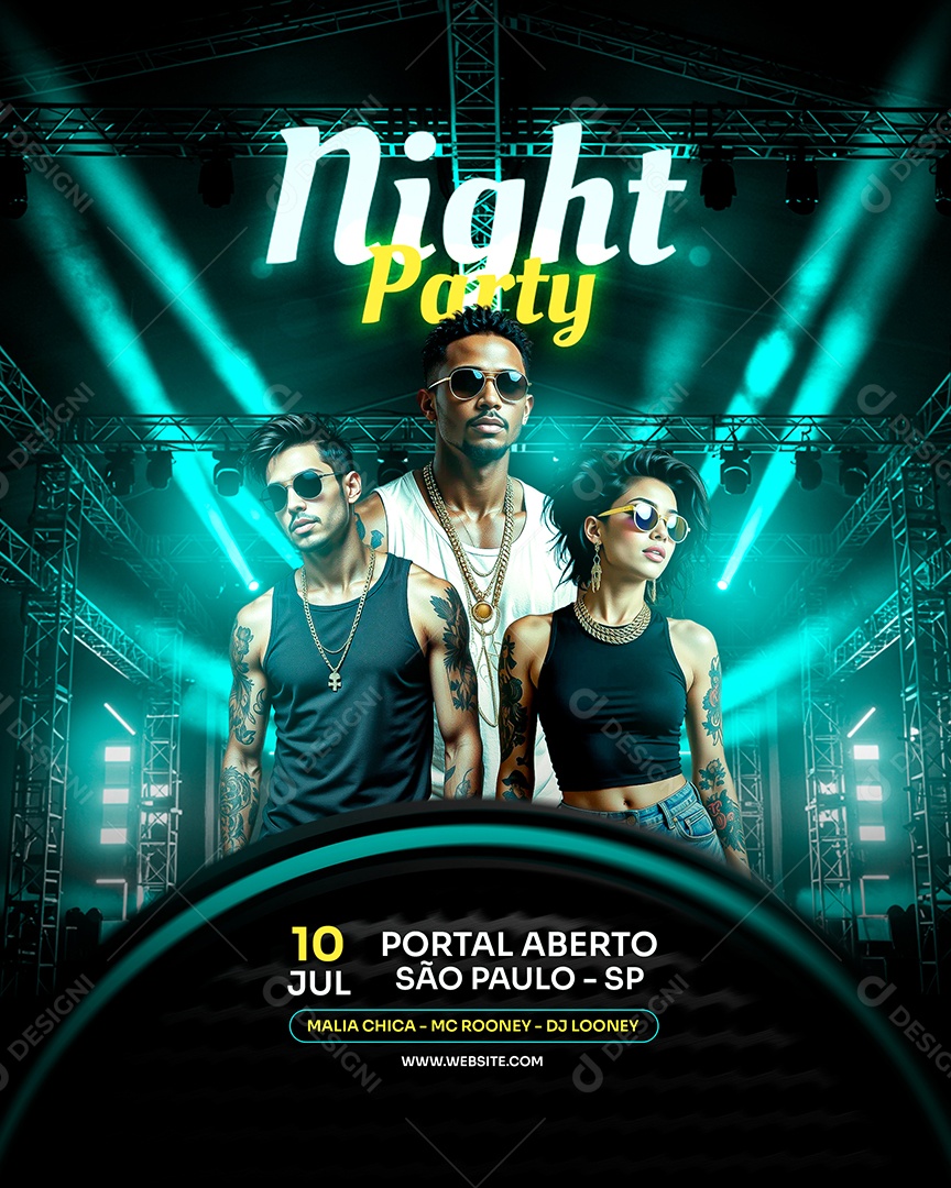 Feed Flyer Night Party Social Media PSD Editável