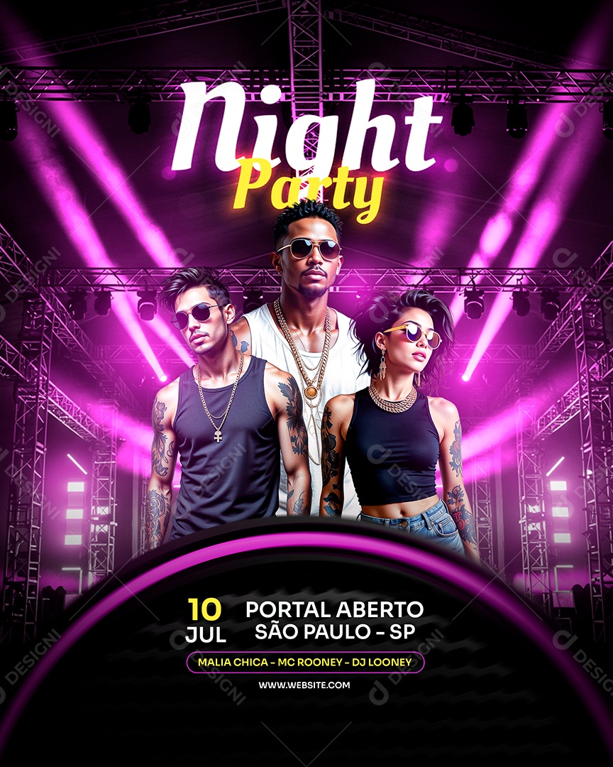 Feed Flyer Night Party Social Media PSD Editável
