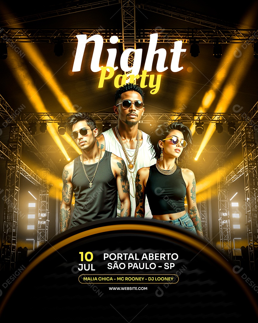 Feed Flyer Night Party Social Media PSD Editável