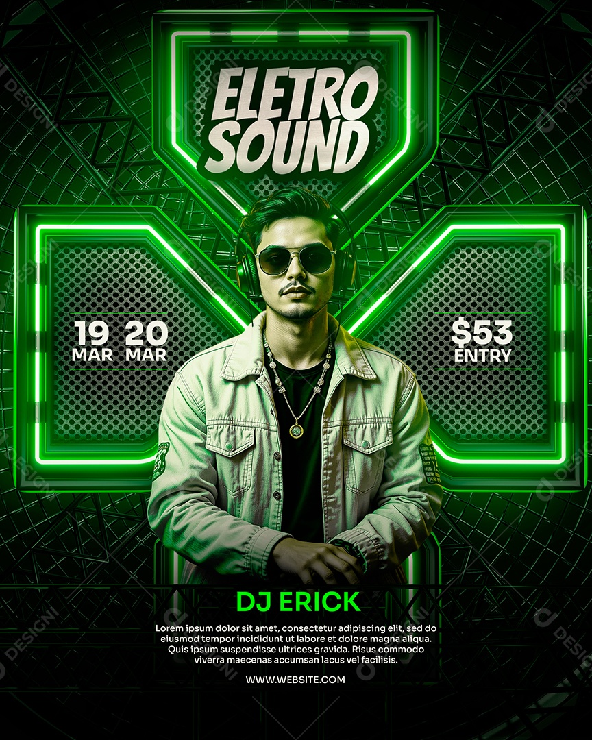 Feed Flyer Eletro Sound Social Media PSD Editável