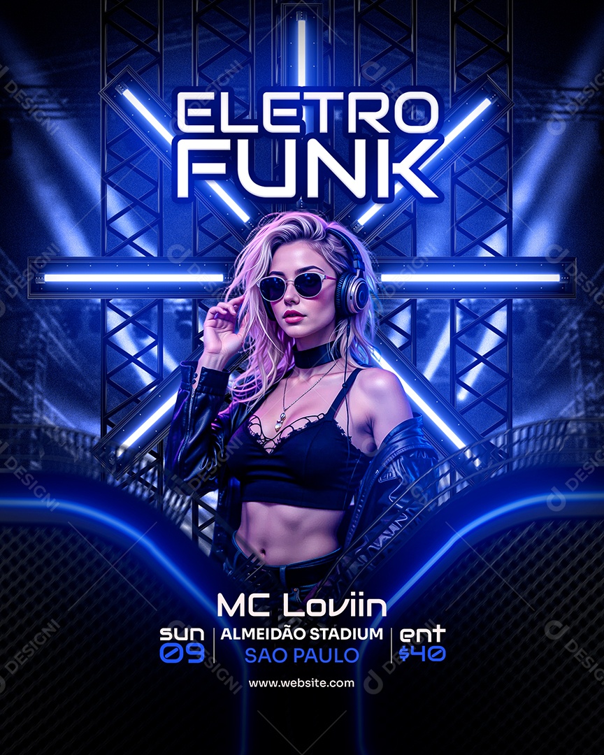 Feed Flyer Eletro Funk Social Media PSD Editável