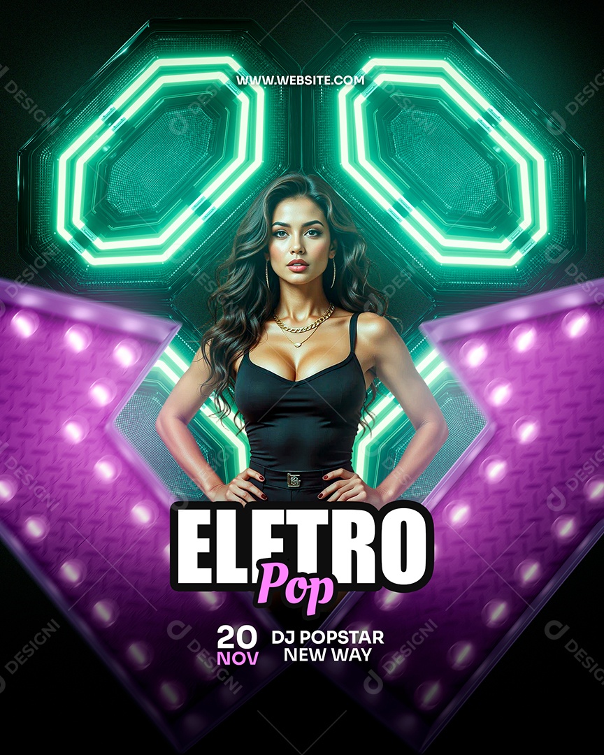 Feed Flyer Eletro Pop Social Media PSD Editável