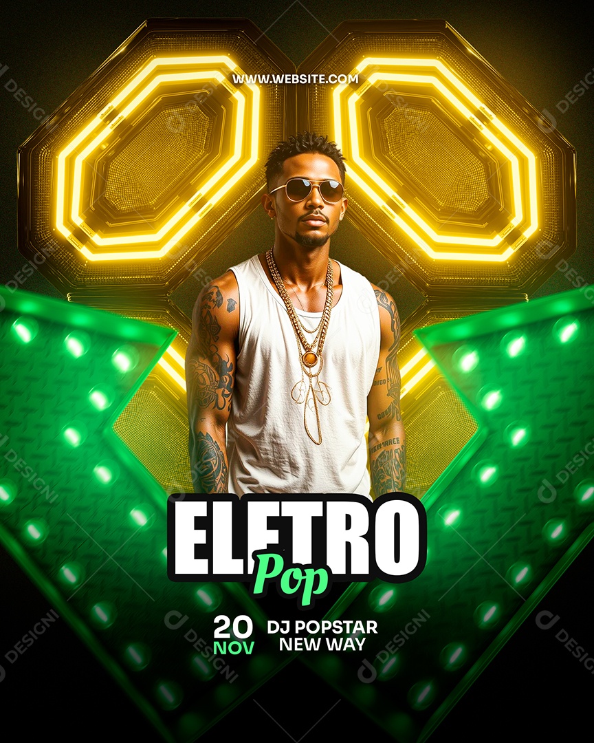 Feed Flyer Eletro Pop Social Media PSD Editável