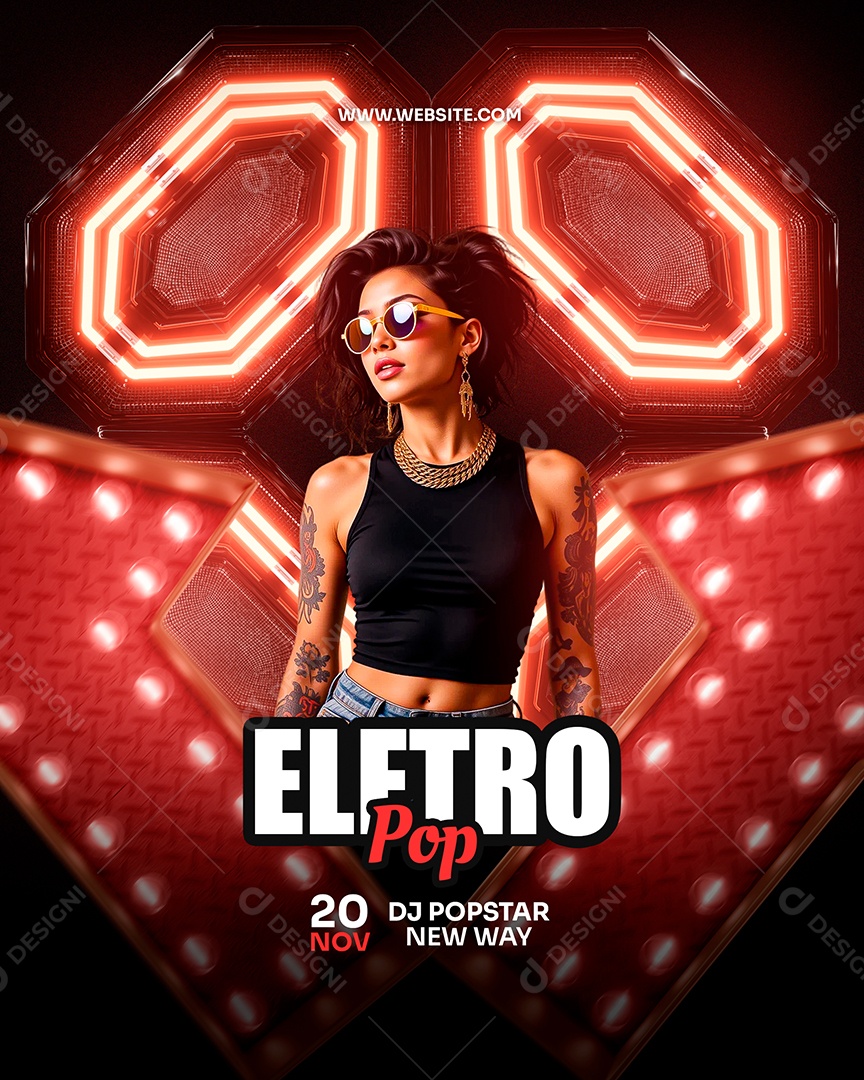 Feed Flyer Eletro Pop Social Media PSD Editável