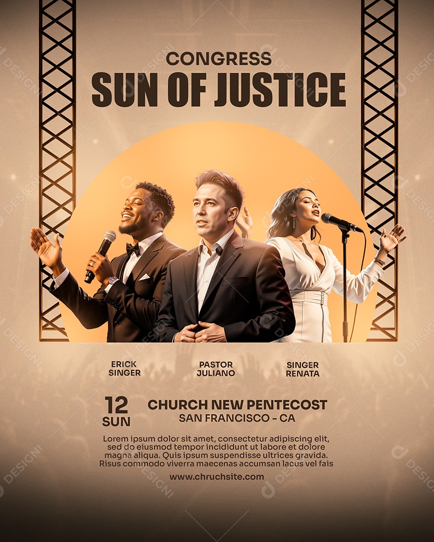 Flyer Gospel Sun Of Justice Social Media PSD Editável