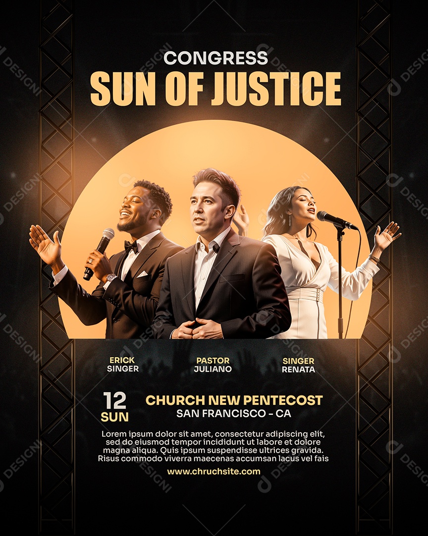 Flyer Gospel Sun Of Justice Social Media PSD Editável