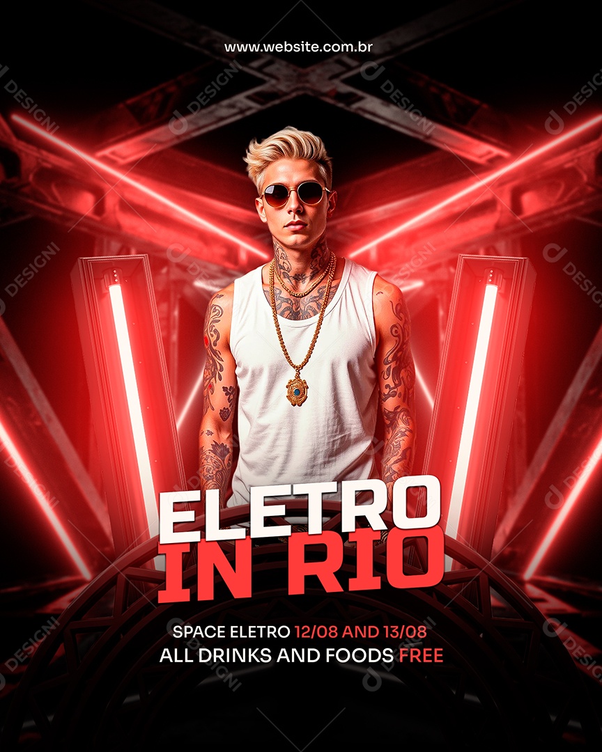 Feed Flyer Eletro In Rio Social Media PSD Editável