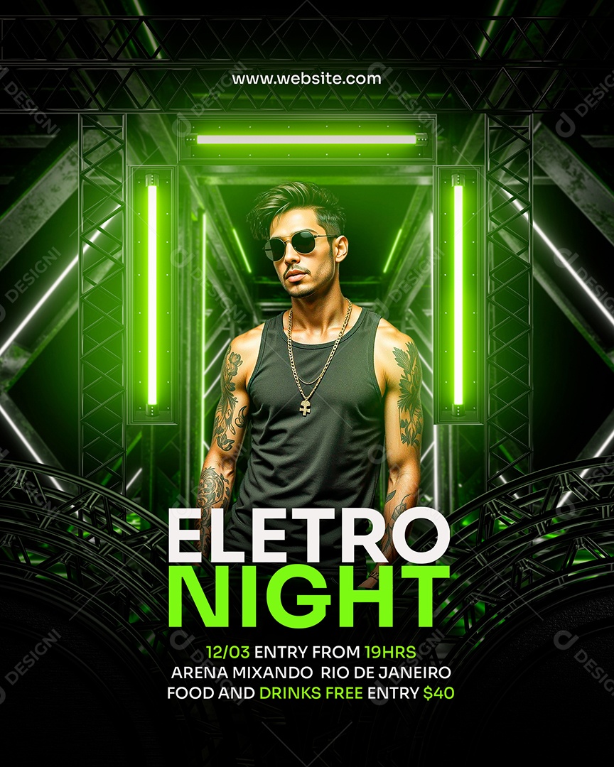 Feed Flyer Eletro Night Social Media PSD Editável