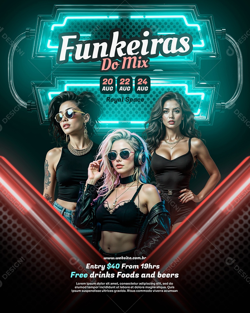 Feed Flyer Funkeiras do Mix Social Media PSD Editável