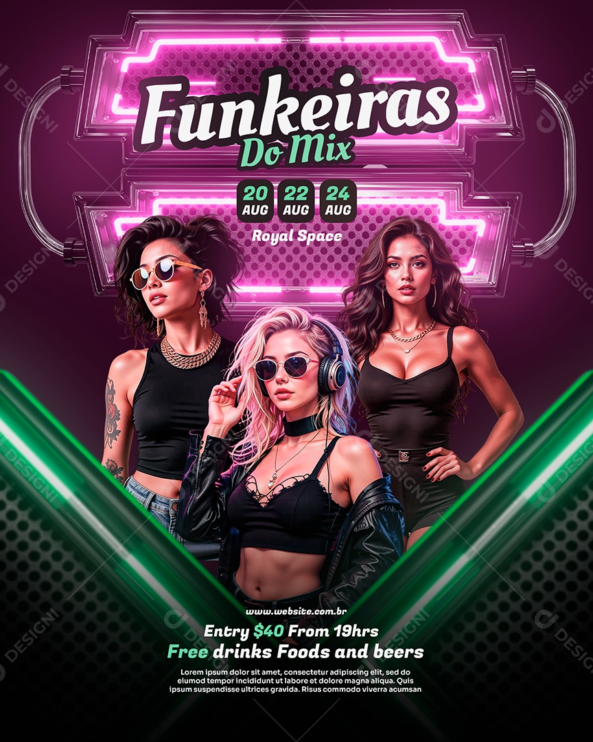 Feed Flyer Funkeiras do Mix Social Media PSD Editável