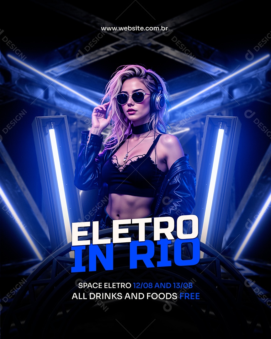 Feed Flyer Eletro In Rio Social Media PSD Editável
