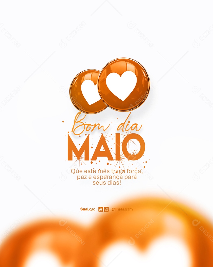 Flyer Bom Dia Maio Frase Motivacional Social Media PSD Editável