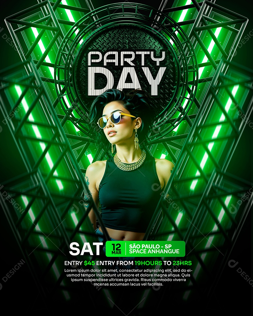 Feed Flyer Party Day Social Media PSD Editável