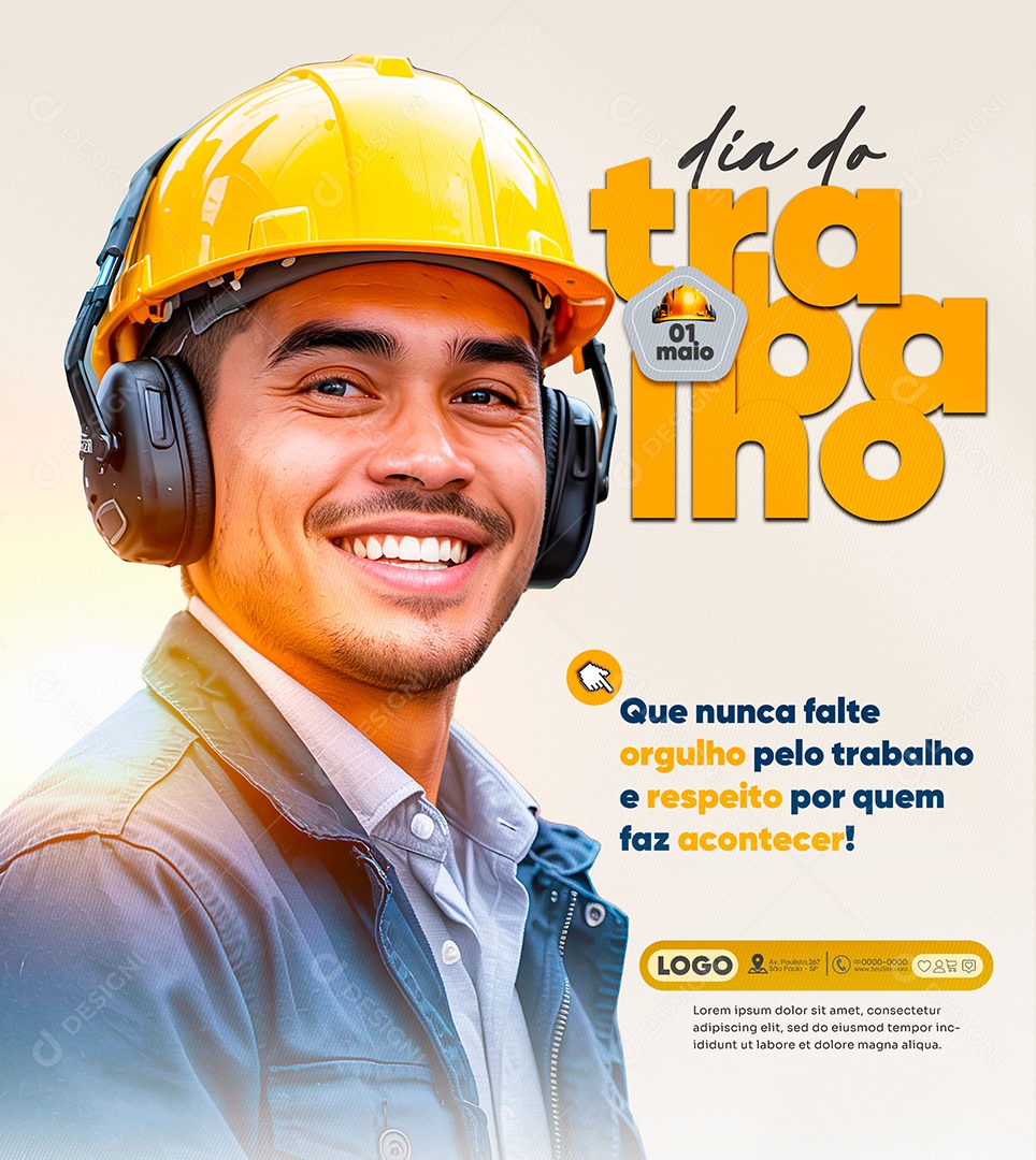 Feliz Dia Do Trabalhado 01 de Maio Social Media PSD Editável