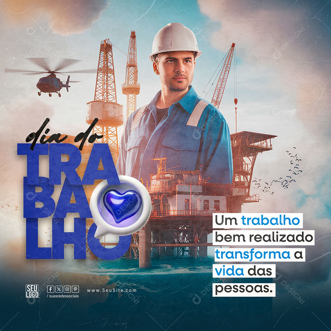 Feliz Dia Do Trabalhado 01 de Maio Social Media PSD Editável