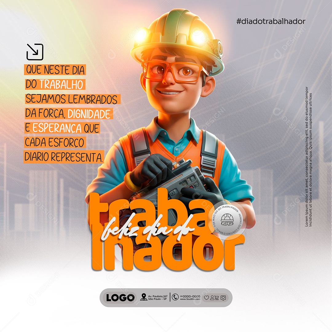 Feliz Dia Do Trabalhador 01 de Maio Social Media PSD Editável