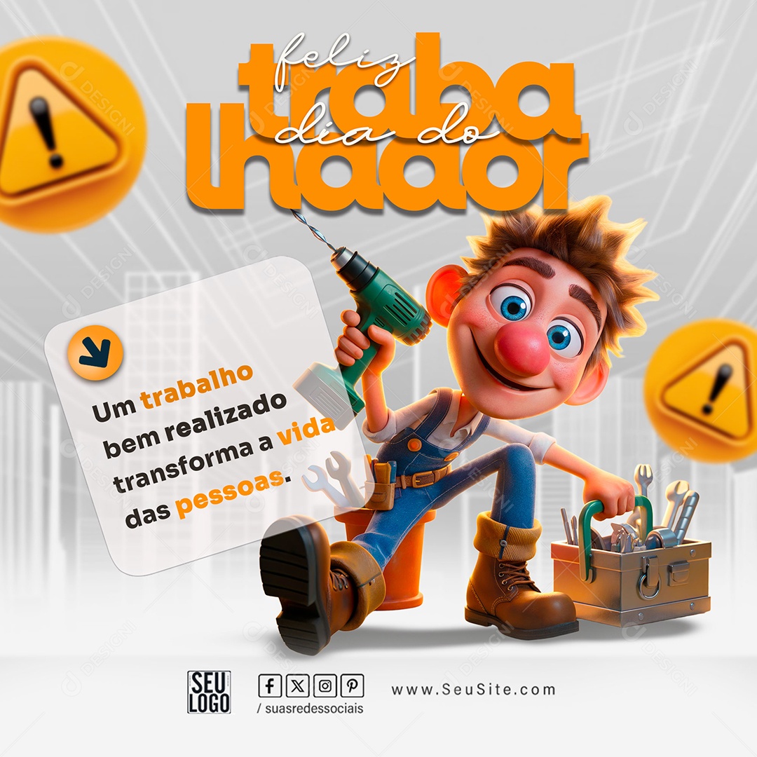 Feliz Dia Do Trabalhador 01 de Maio Social Media PSD Editável