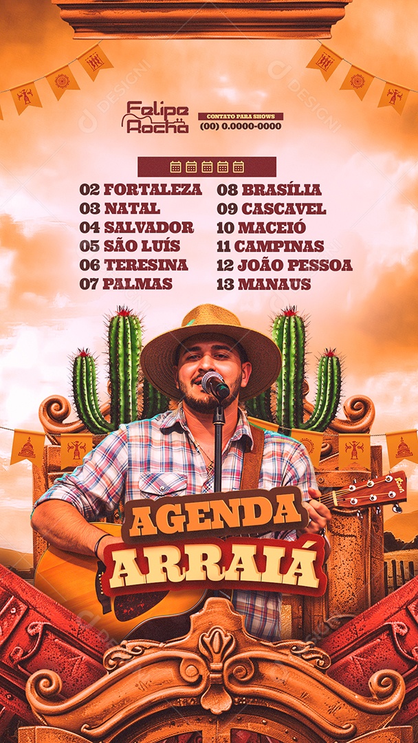 Story Flyer Próximos Shows São João Social Media PSD Editável
