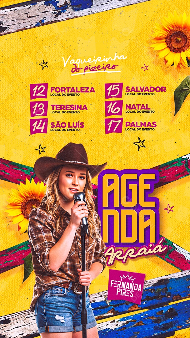 Story Flyer Próximos Shows São João Social Media PSD Editável