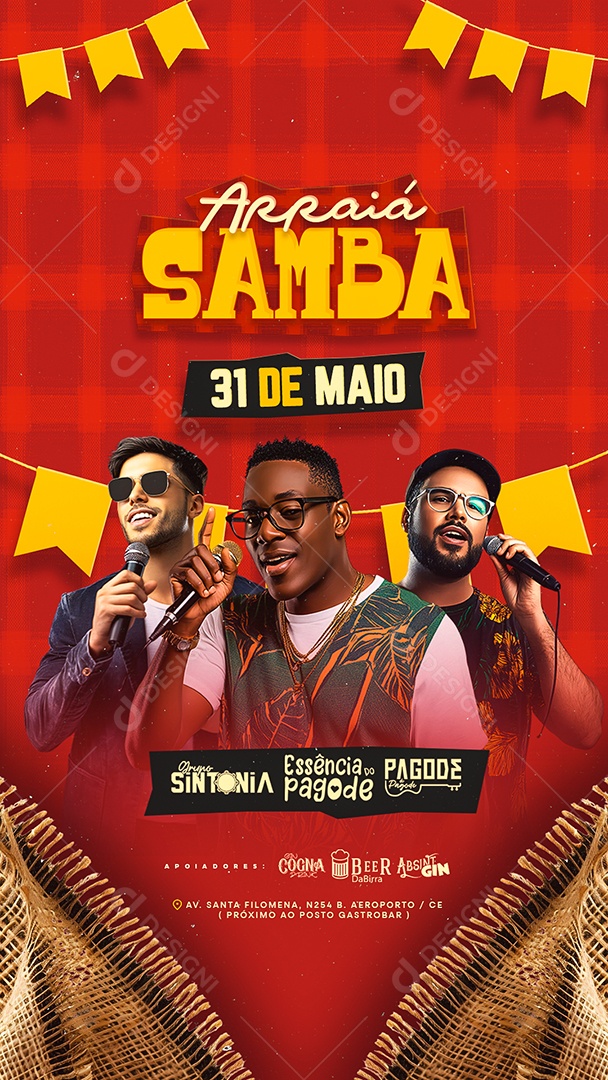 Story Flyer Próximos Shows Arraiá Samba Social Media PSD Editável