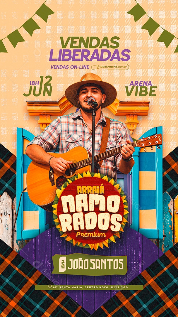 Story Flyer Próximos Shows Arraiá Namorados Premium Social Media PSD Editável