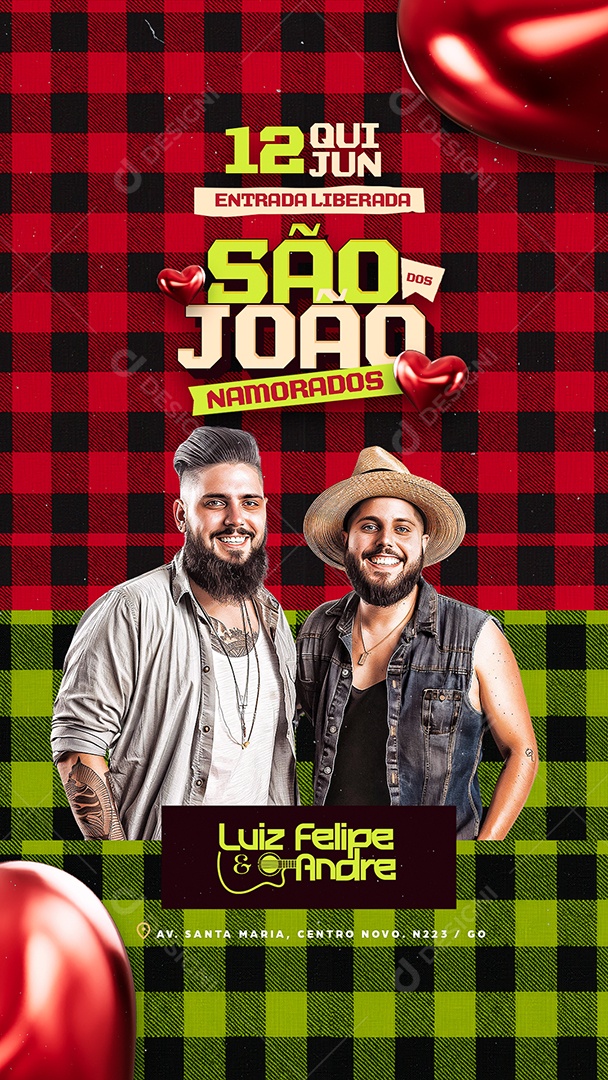 Story Flyer São João Dos Namorados Luiz Felipe e Andre Social Media PSD Editável