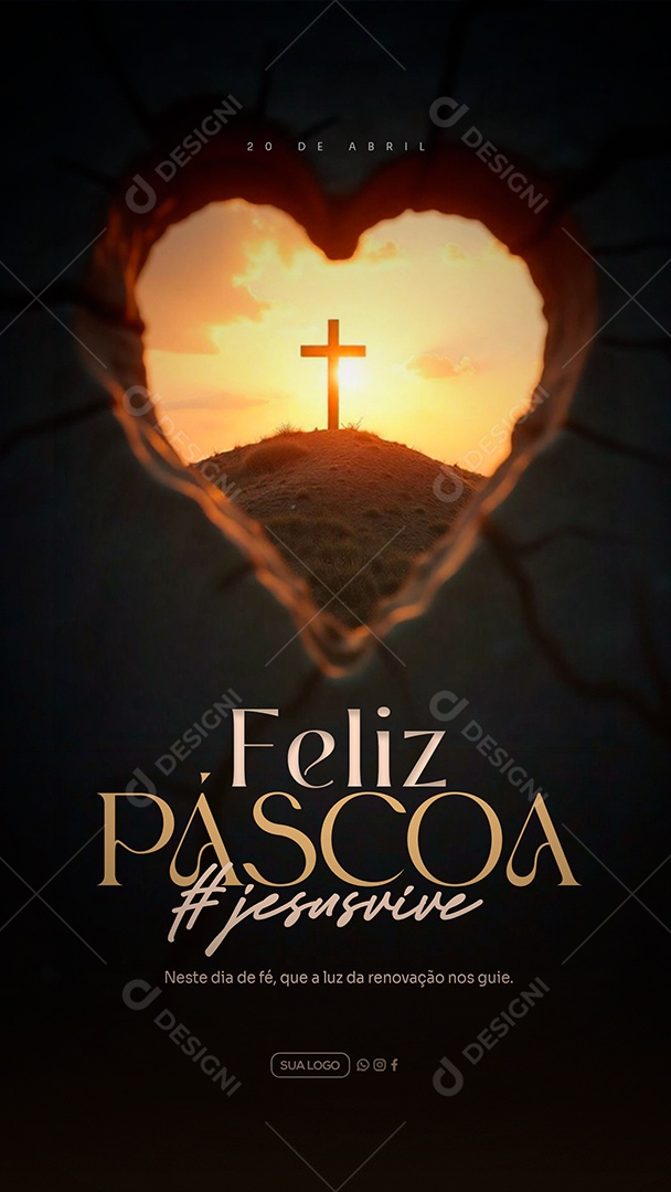 Story Feliz Páscoa 20 de Abril Social Media PSD Editável