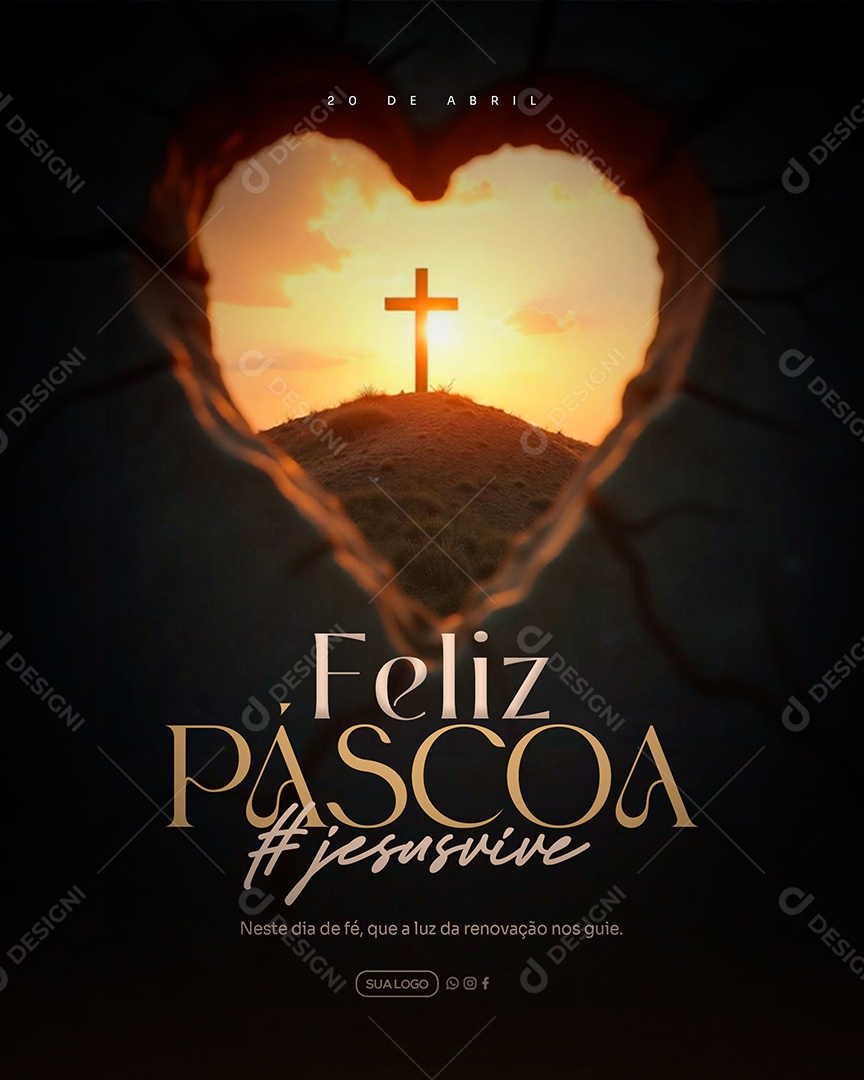 Feliz Páscoa 20 de Abril Social Media PSD Editável