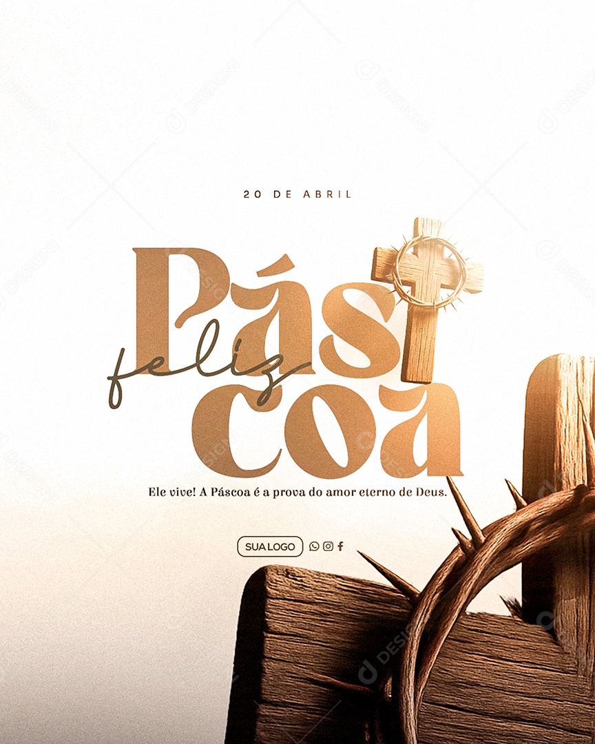 Feliz Páscoa 20 de Abril Social Media PSD Editável