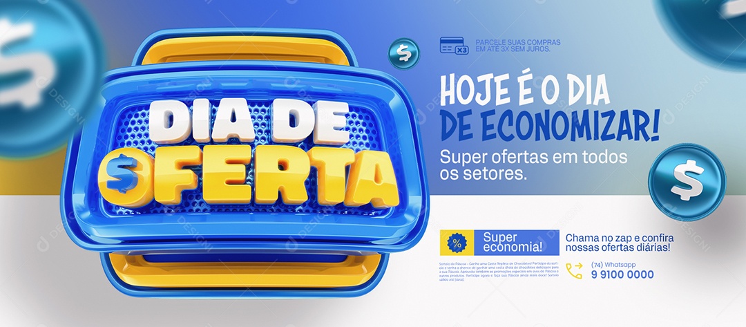 Banner Dia de Oferta Supermercado Hoje é o Dia de Economizar Social Media PSD Editável