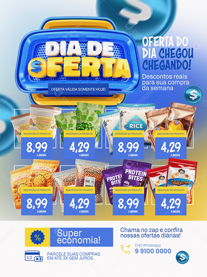 Dia de Oferta Supermercado Encarte Super Economia Social Media PSD Editável