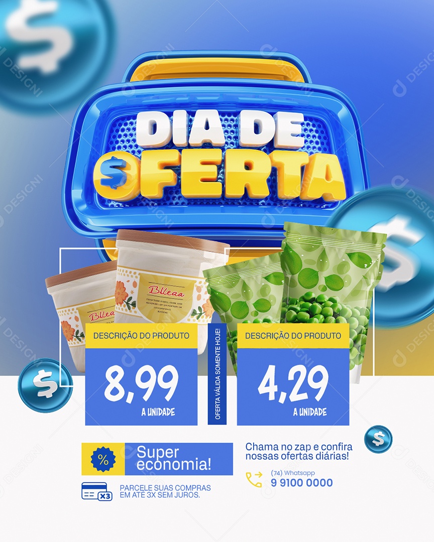 Dia de Oferta Supermercado Super Economia Social Media PSD Editável