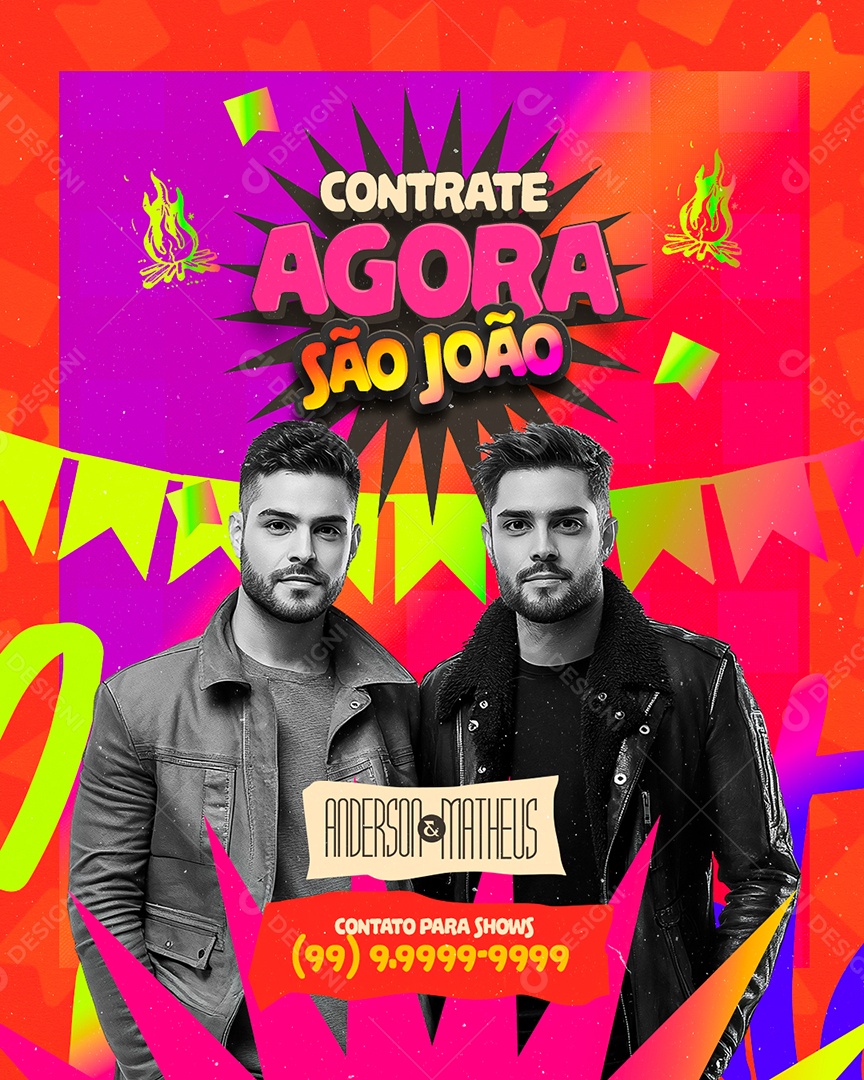 Flyer Próximos Shows Contrate para São João Social Media PSD Editável
