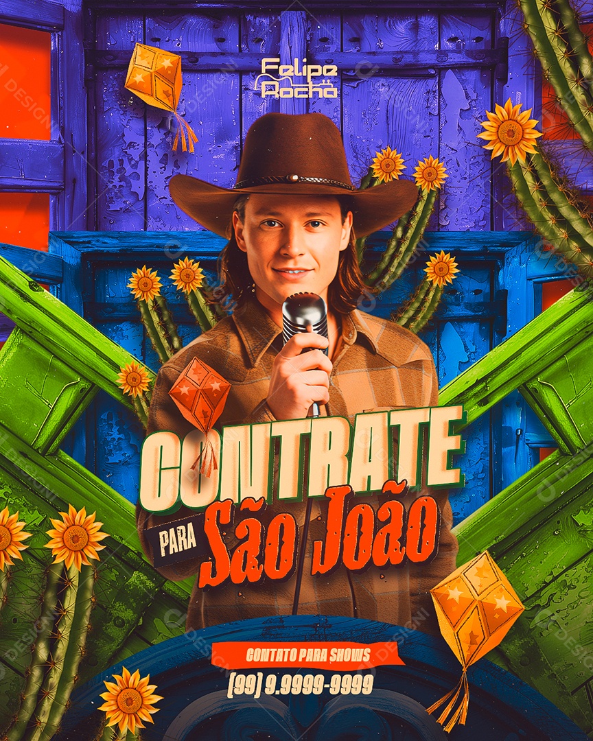 Flyer Próximos Shows Contrate para São João Social Media PSD Editável