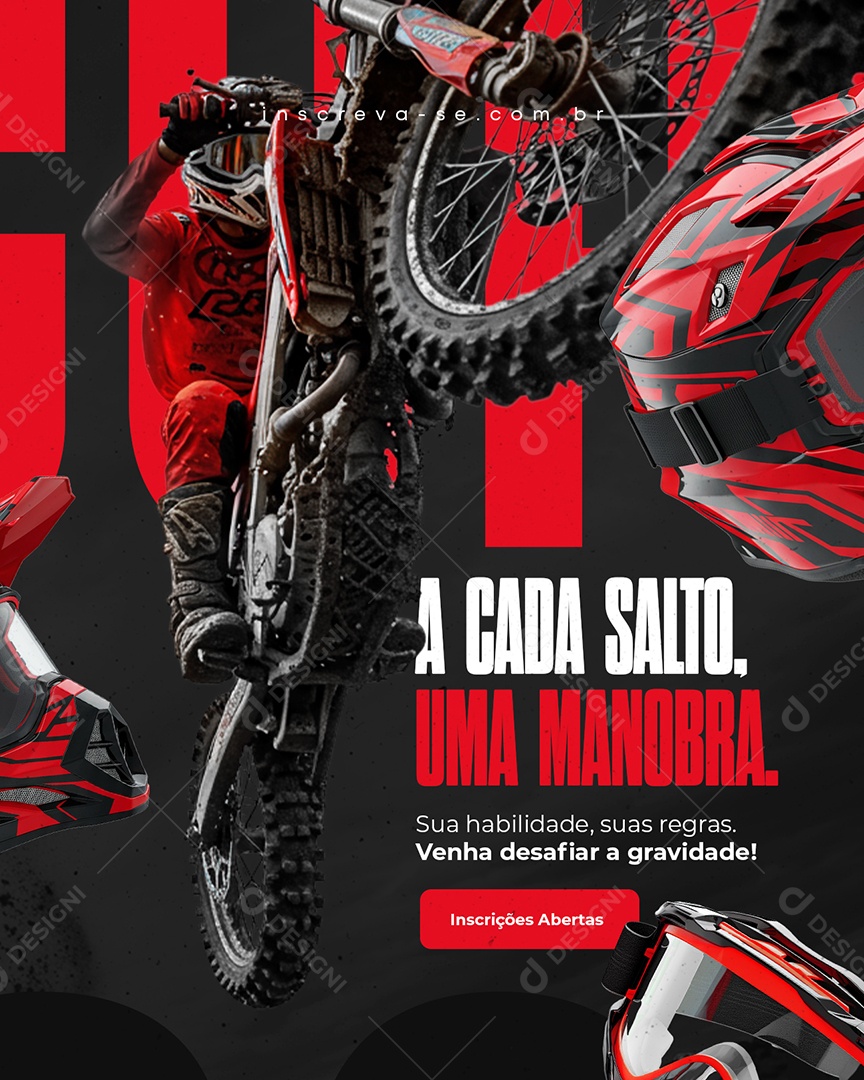 Motocross A Cada Salto Uma Manobra Social Media PSD Editável