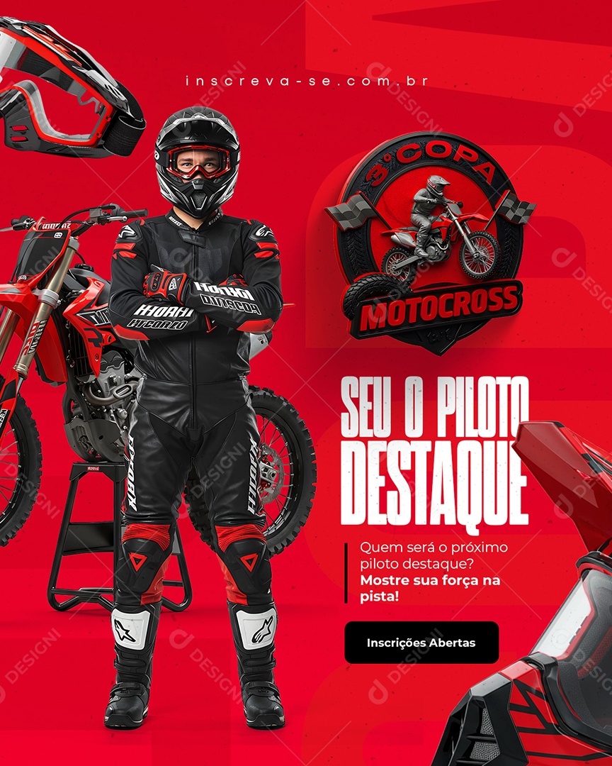 Motocross O Piloto Destaque Social Media PSD Editável