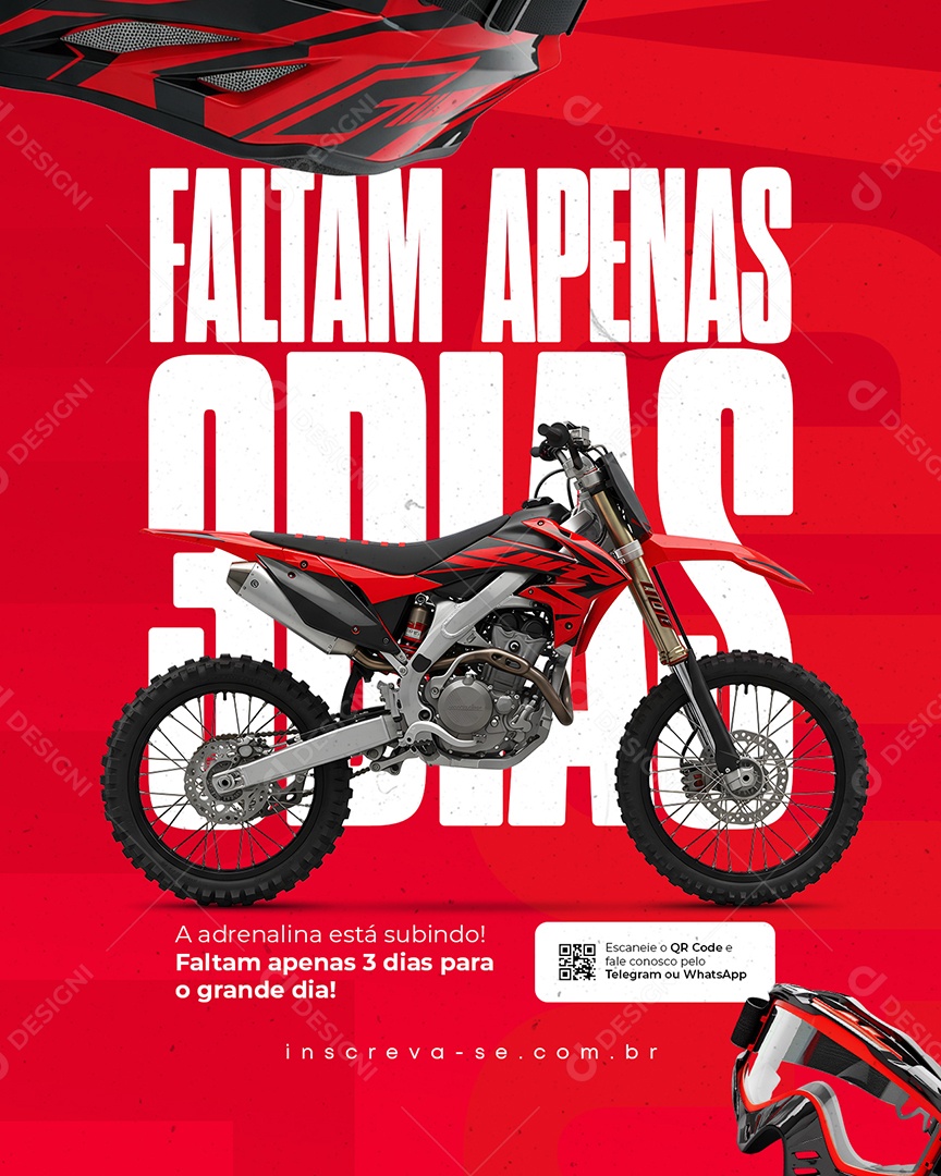 Motocross Faltam Apenas Três Dias Social Media PSD Editável