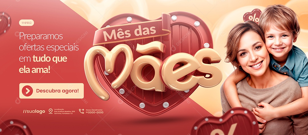Banner Mês das Mães Preparamos Ofertas Especias Social Media PSD Editável