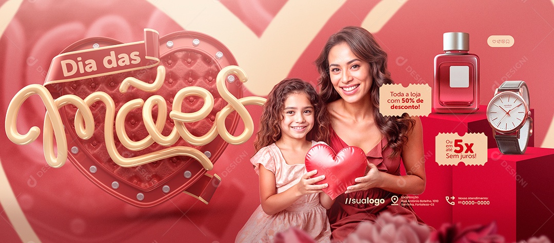 Banner Dia das Mães Perfume e Relógio Social Media PSD Editável