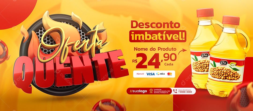 Banner Oferta Quente Desconto Imbatível Social Media PSD Editável