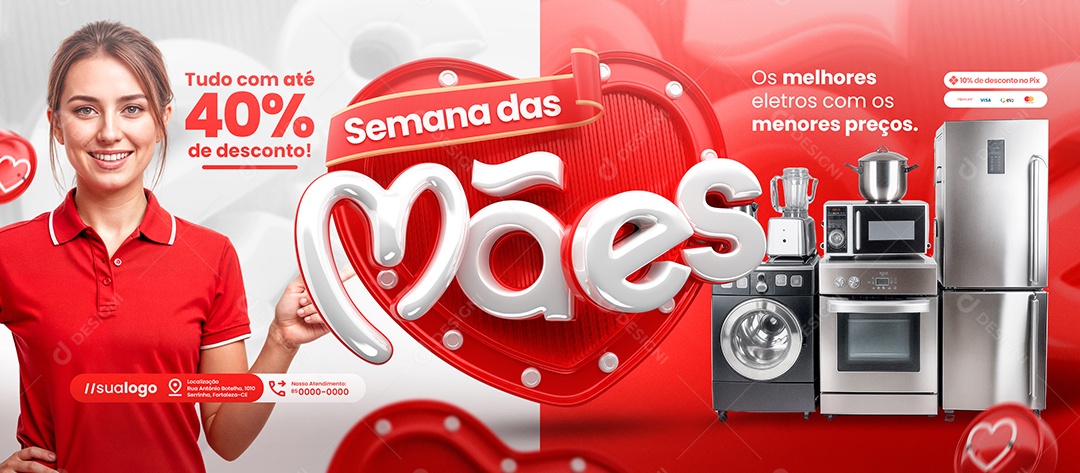 Banner Semana das Mães Loja de Eletrodomésticos Social Media PSD Editável