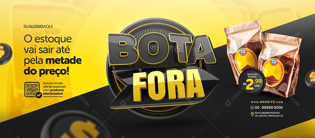 Banner Bota Fora Supermercado Social Media PSD Editável