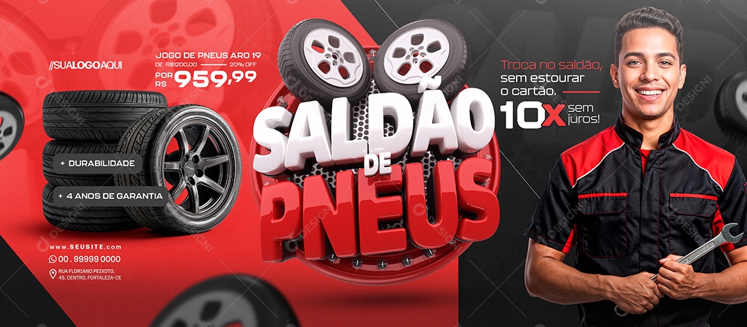 Banner Saldão de Pneus Loja de Pneus Troca no Saldão Social Media PSD Editável