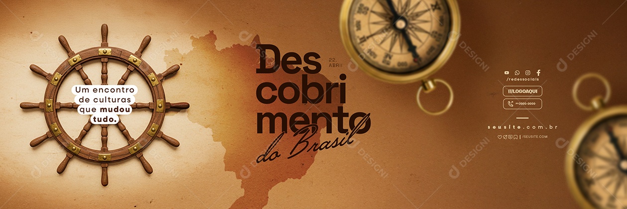 Carrossel Dia do Descobrimento do Brasil 22 de Abril Social Media PSD Editável