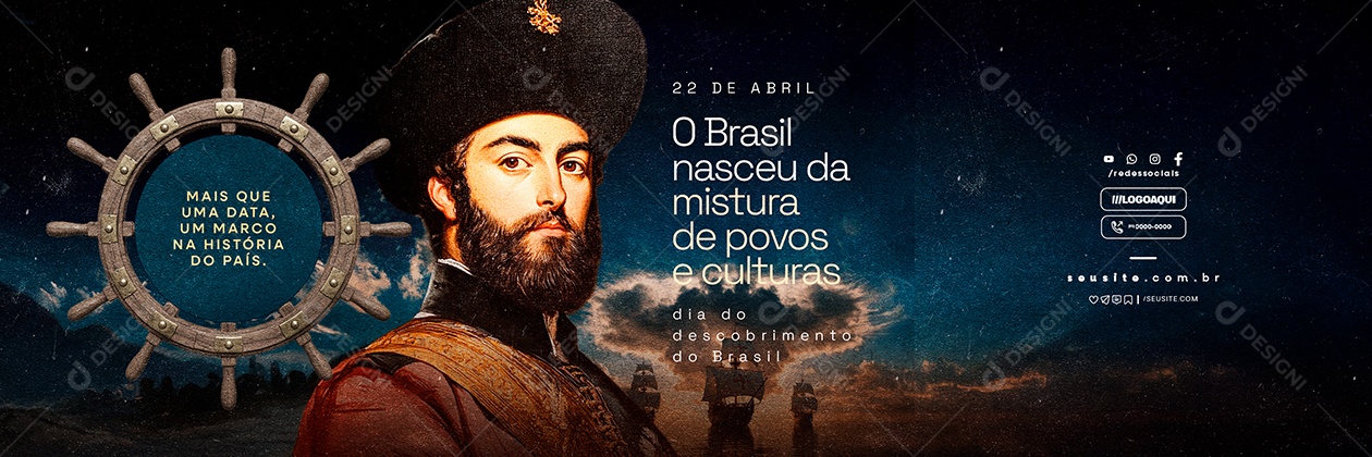Carrossel Dia do Descobrimento do Brasil 22 de Abril Social Media PSD Editável