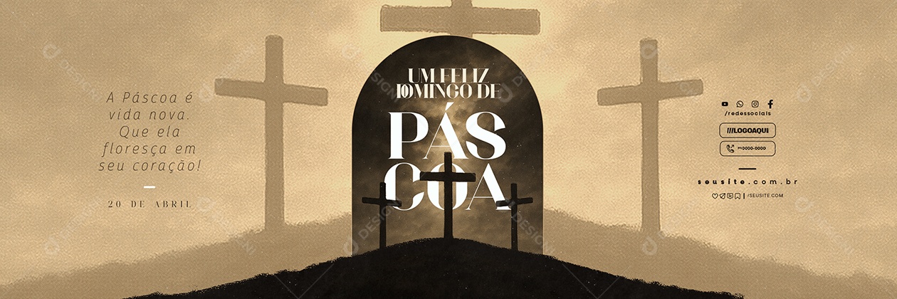 Carrossel Um Feliz Domingo de Páscoa 20 de Abril Social Media PSD Editável